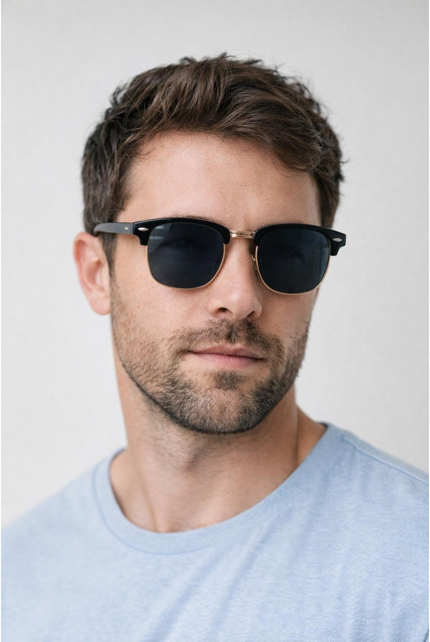 Black Clubmaster Sunglasses With Black Lenses SG2607502