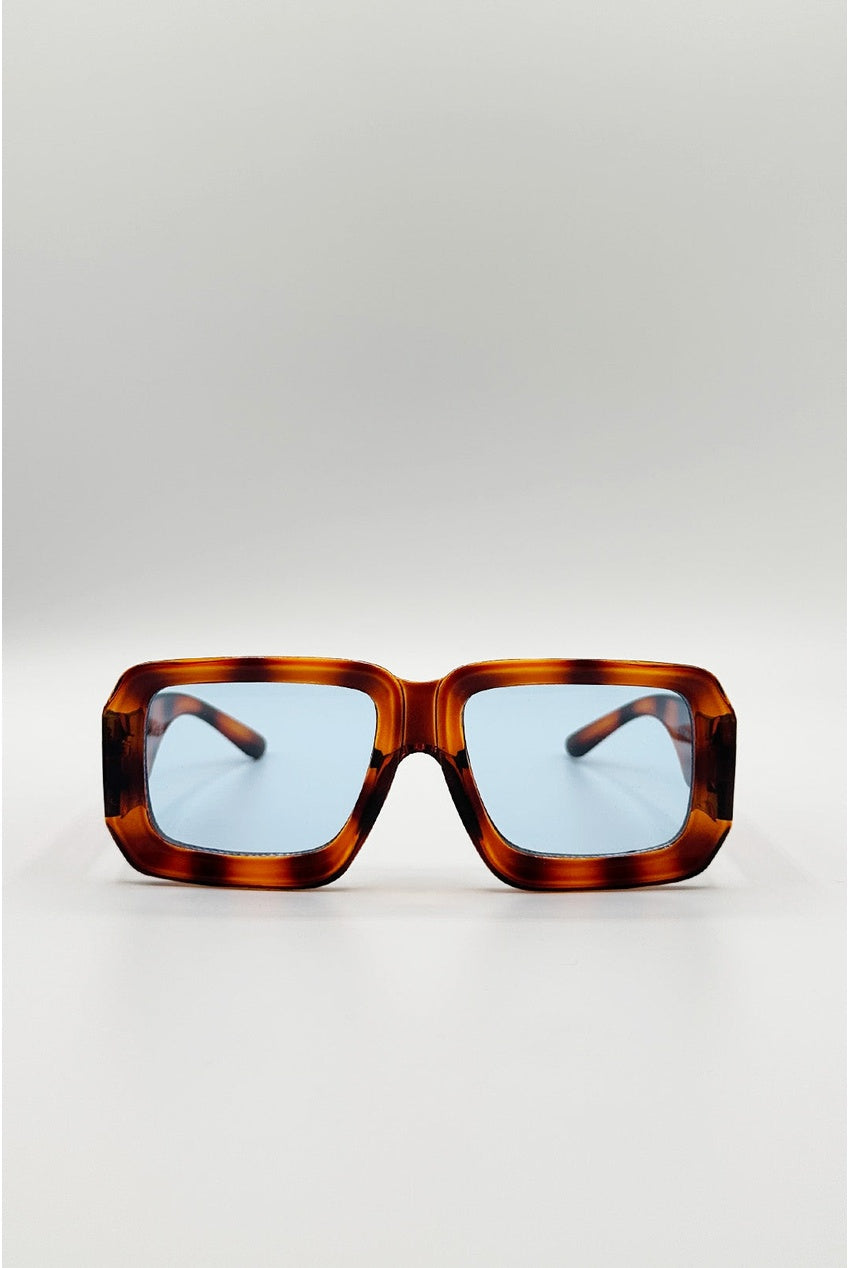 Oversized Square Frame Sunglasses In Brown Stripe SG2608120