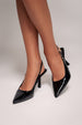 Patent Slingback Heeled Court Shoes - Black by Goddiva