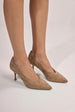 Classic Low Cut Stiletto Style Suede Court Heels - Khaki by Goddiva