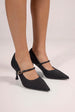 Pointed Toe Mary Jane High Court Heels - Black by Goddiva