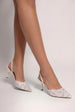 Embellished Scalloped Edged Lace Slingback Heels - White by Goddiva