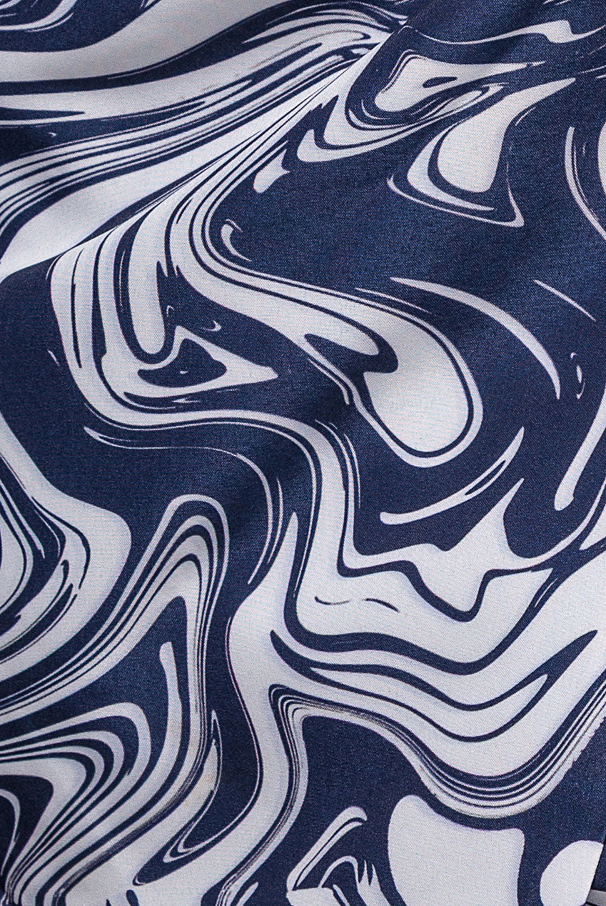 Printed High Waist Wrap Midi Skirt - Navy SK17