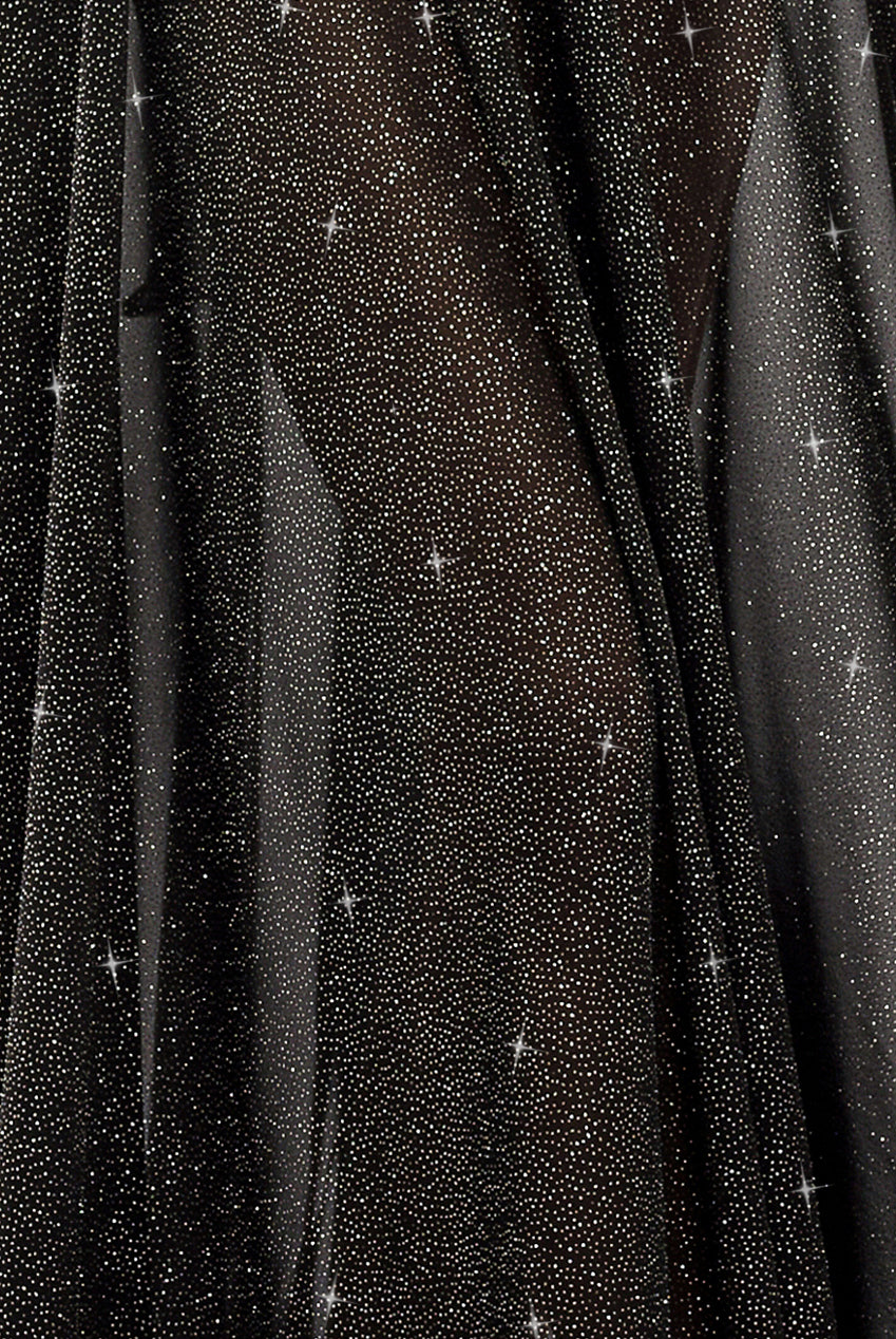 Gathered A-Line Glitter Chiffon Maxi Skirt SK30