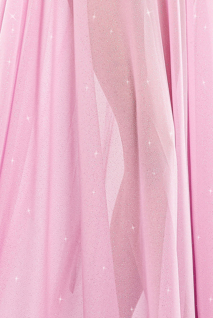 Gathered A-Line Glitter Chiffon Maxi Skirt SK30