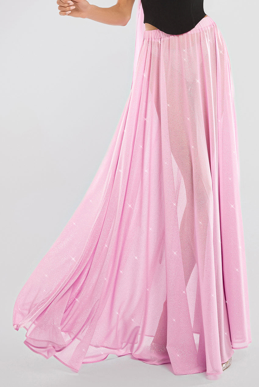 Gathered A-Line Glitter Chiffon Maxi Skirt SK30