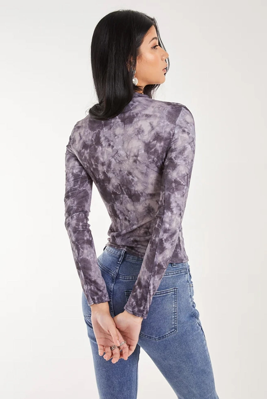 Acid Distressed Look Double Zip Top SS24196P186