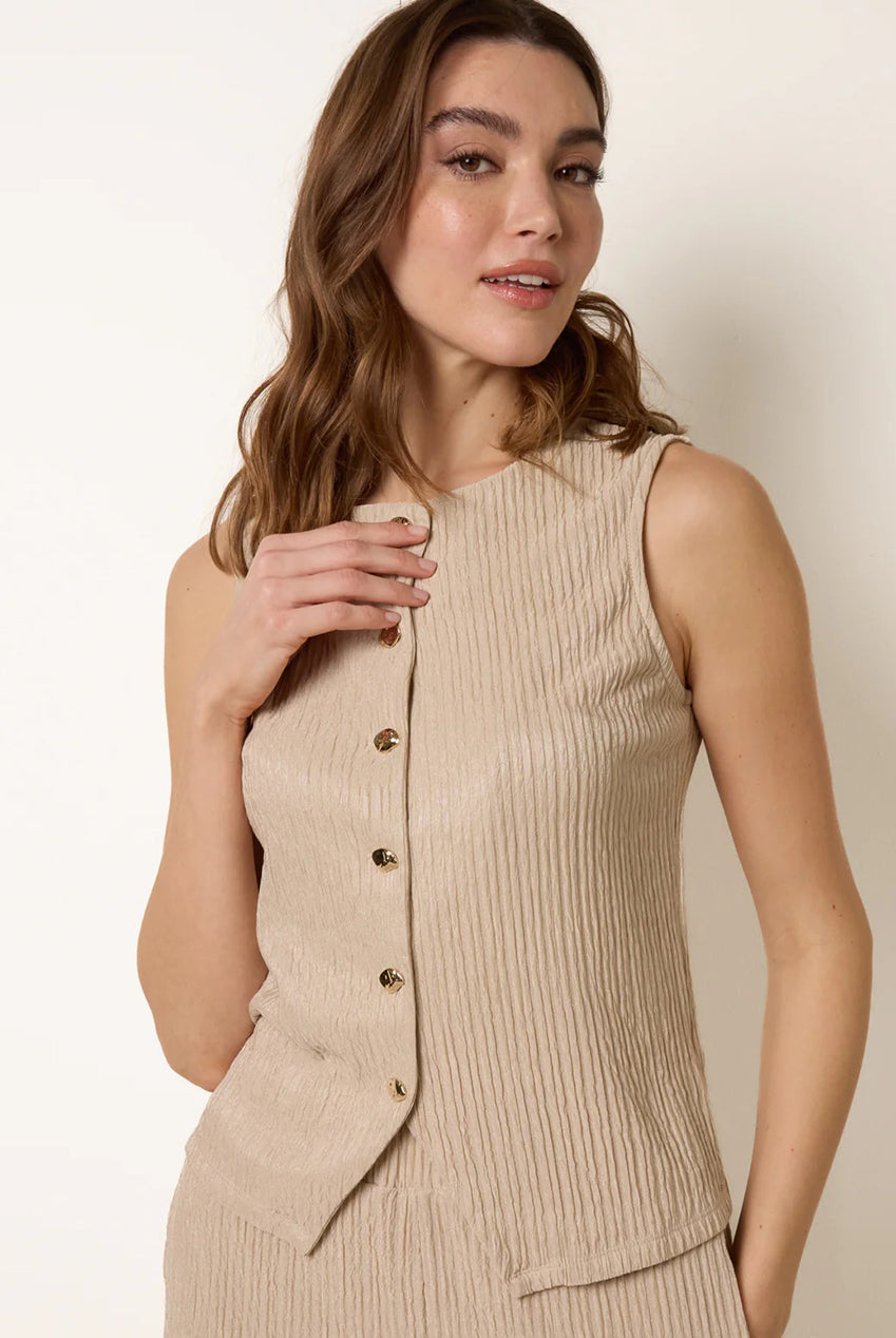 Crew Neck Button Through Vest SS26008B001