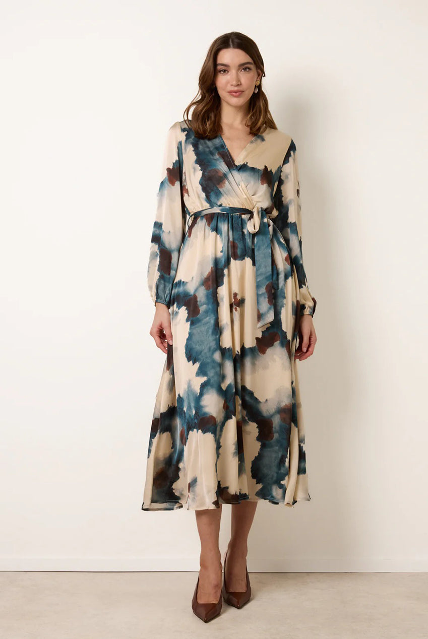 Watercolour Wrap Dress With Tie Belt SS26012B069