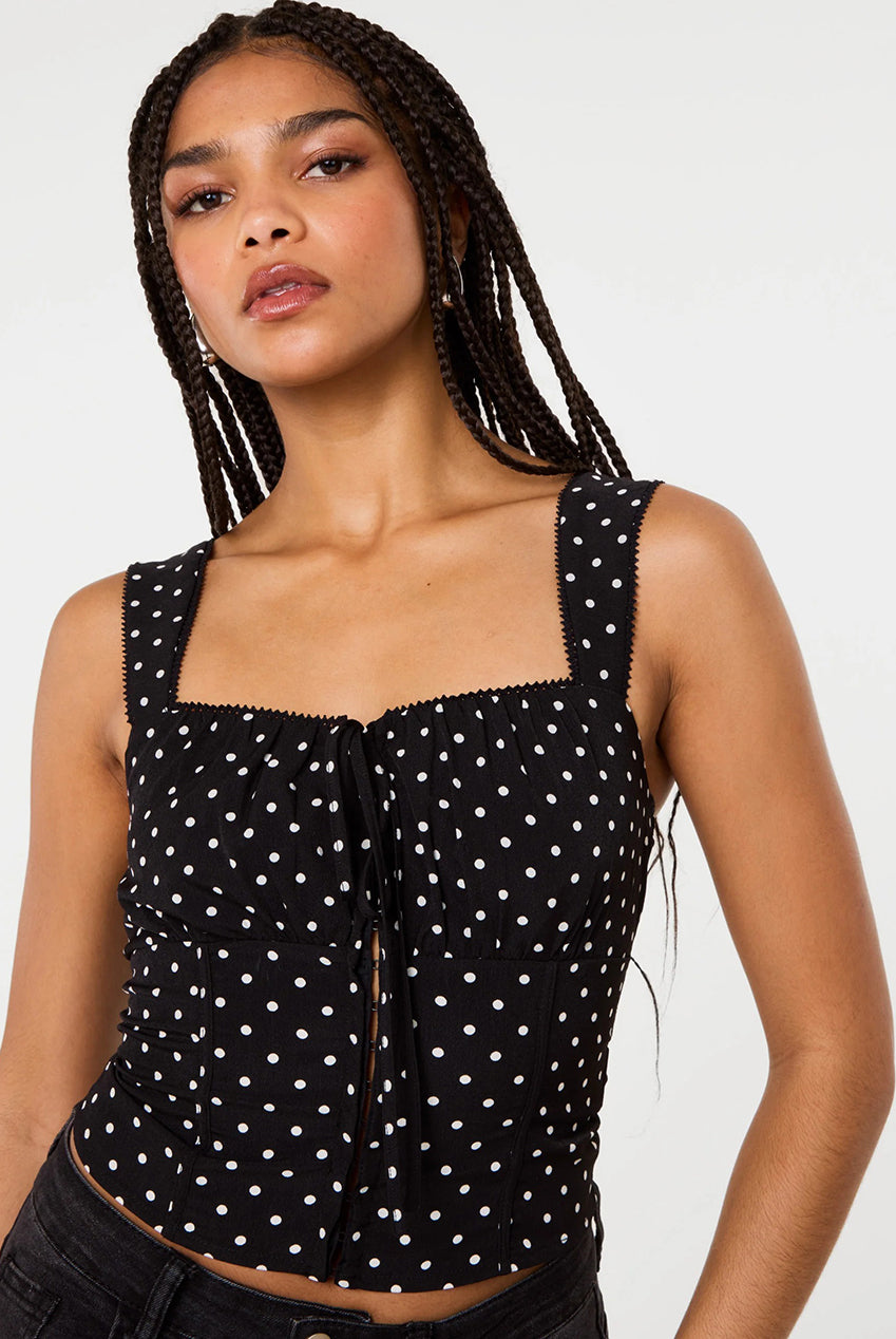 Polka Dot Hook And Eye Crop Top SS26032P031