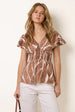 Printed Frill Peplum Top by Blue Vanilla
