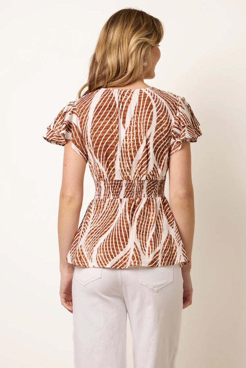Printed Frill Peplum Top SS26092B030