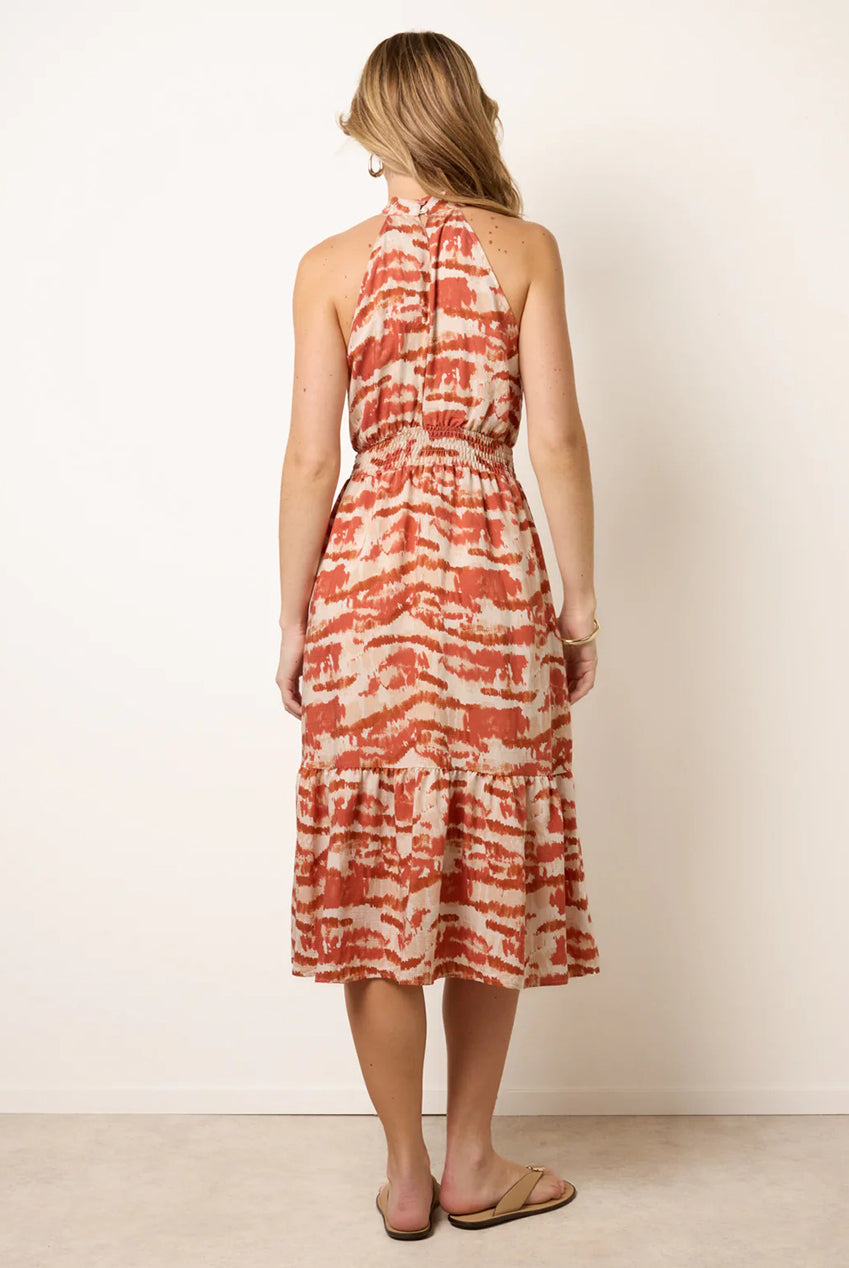 Blurred Tiered Halter Neck Midi Dress SS26093B153