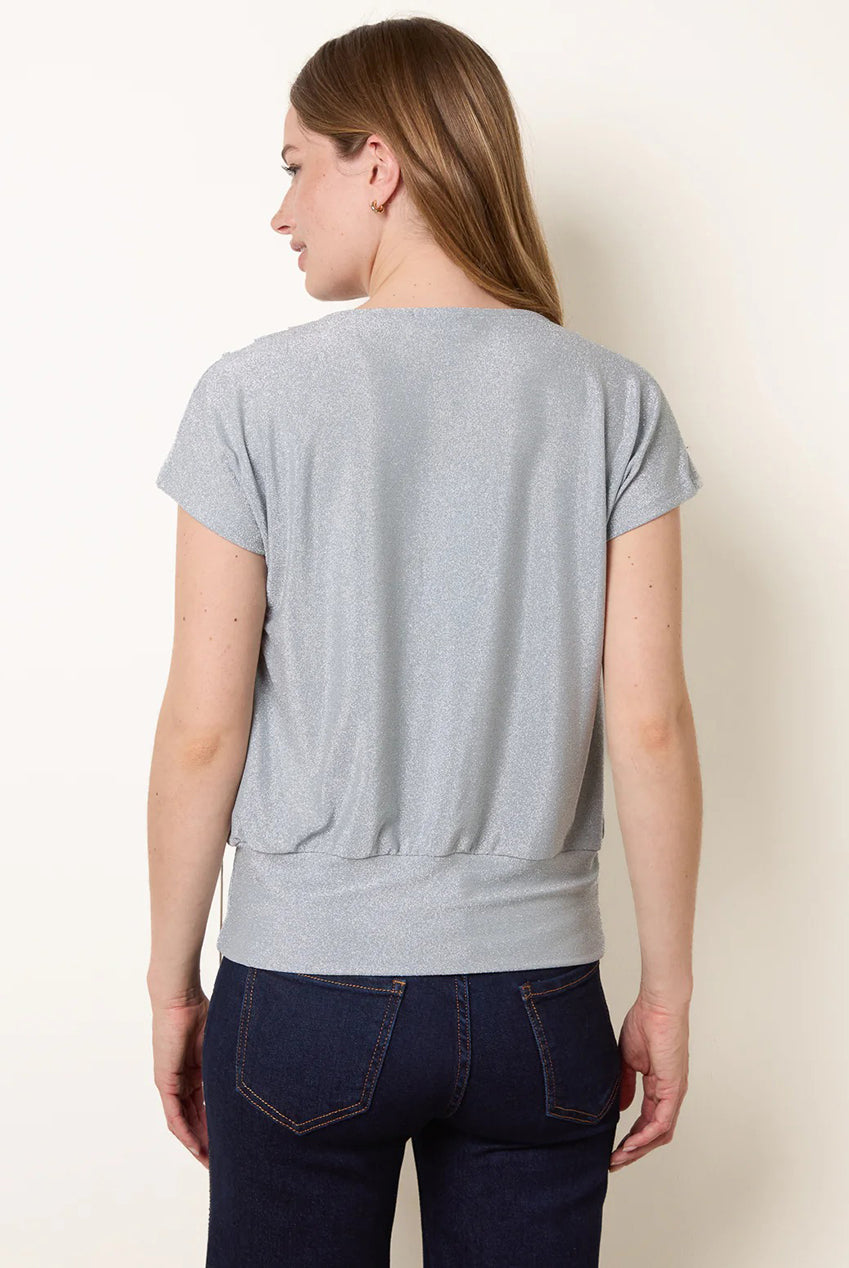 Lurex Metallic Cowl Neck Draped Top SS26137B002