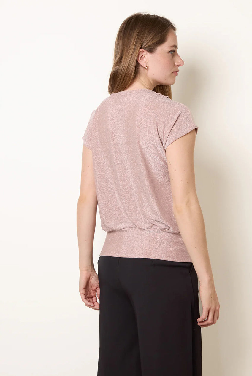 Lurex Metallic Cowl Neck Draped Top SS26137B020A