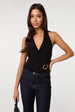 Slinky Gold Buckle Halter Neck Top by Pink Vanilla