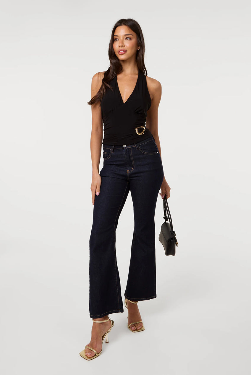 Slinky Gold Buckle Halter Neck Top SS26164P003