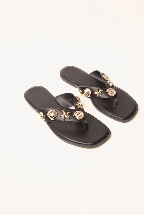 Sea Life Embellished Flip Flops by Blue Vanilla