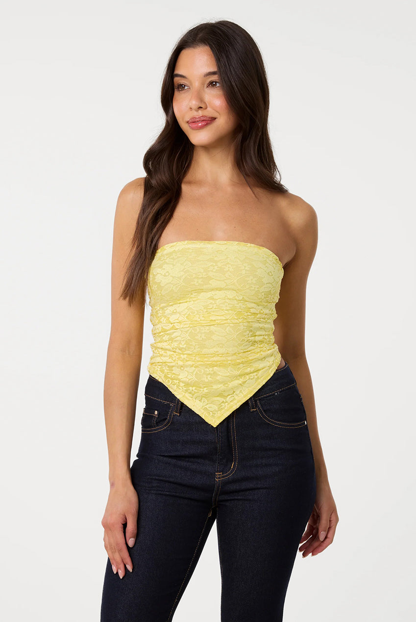 Bandeau Ruched Side Lace Top SS26238P178