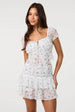 Ditsy Dot Mesh Cap Sleeve Butterfly Hem Top by Pink Vanilla