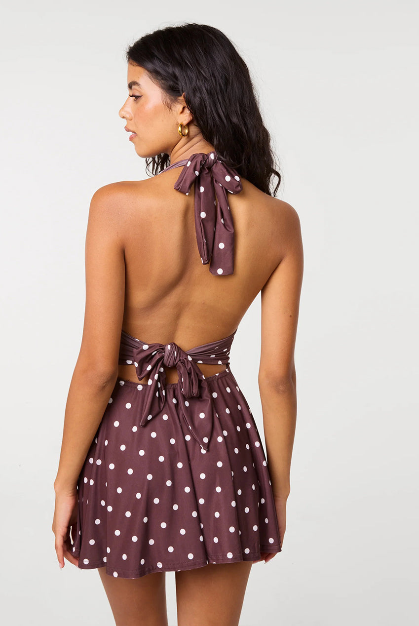 Polka Dot Slinky Halter Neck Dress SS26358P367