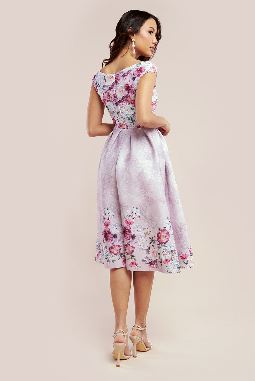 Sweetheart Floral Midi Dress - Blush DR3207