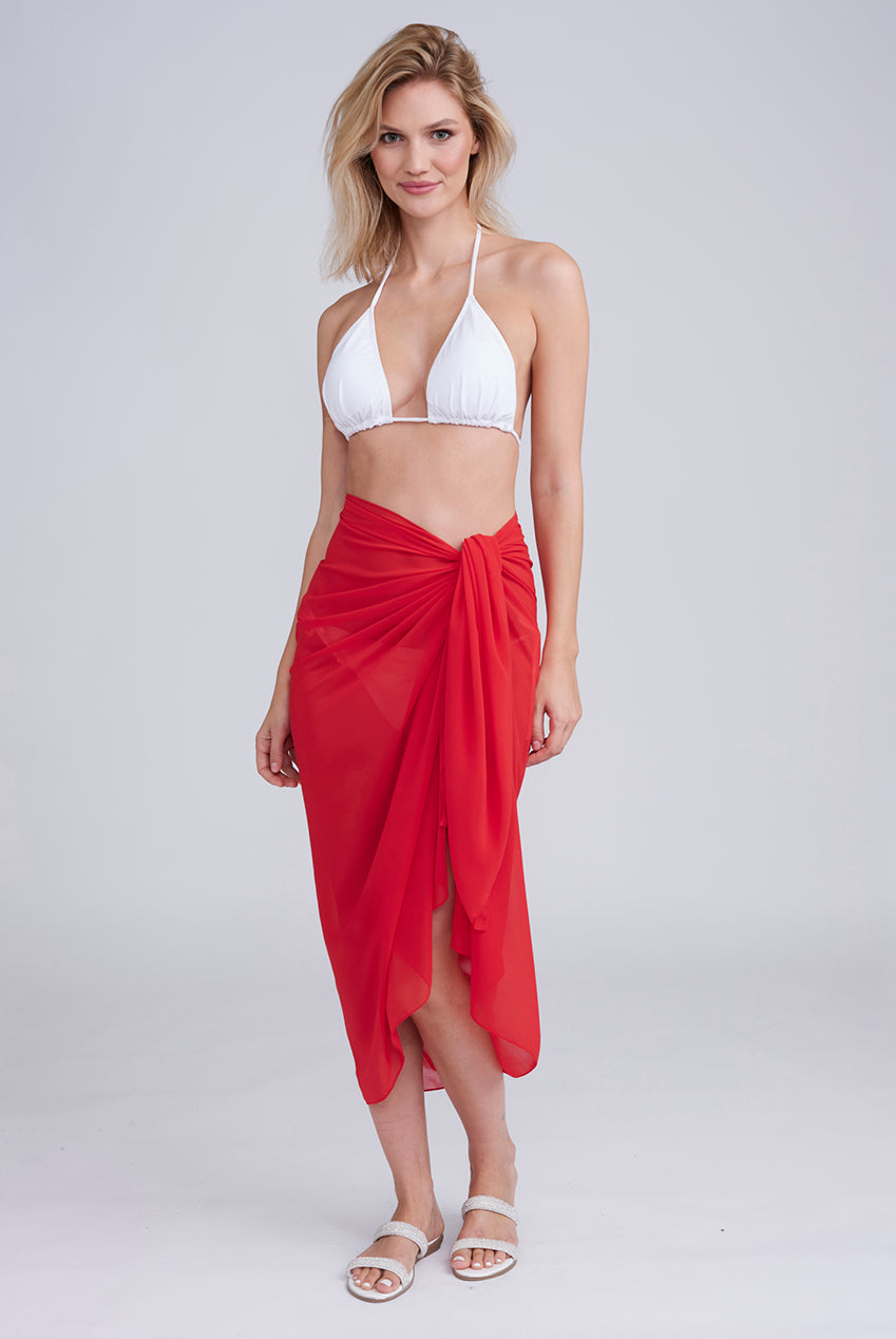 San Remo Beaded Sarong - Red SAN001-RED003-0