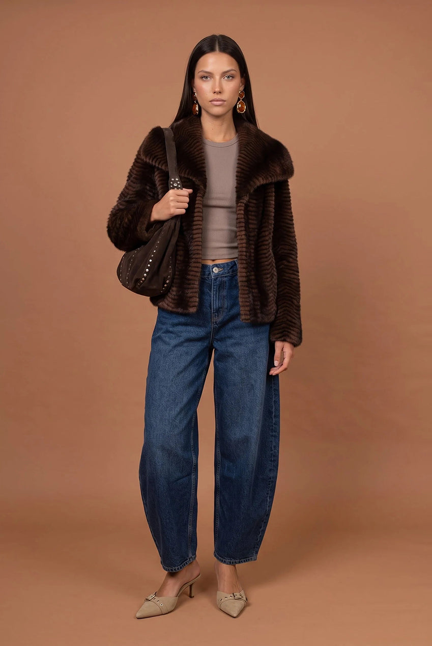 Faux Fur Stripe Jacket 40JKT38116