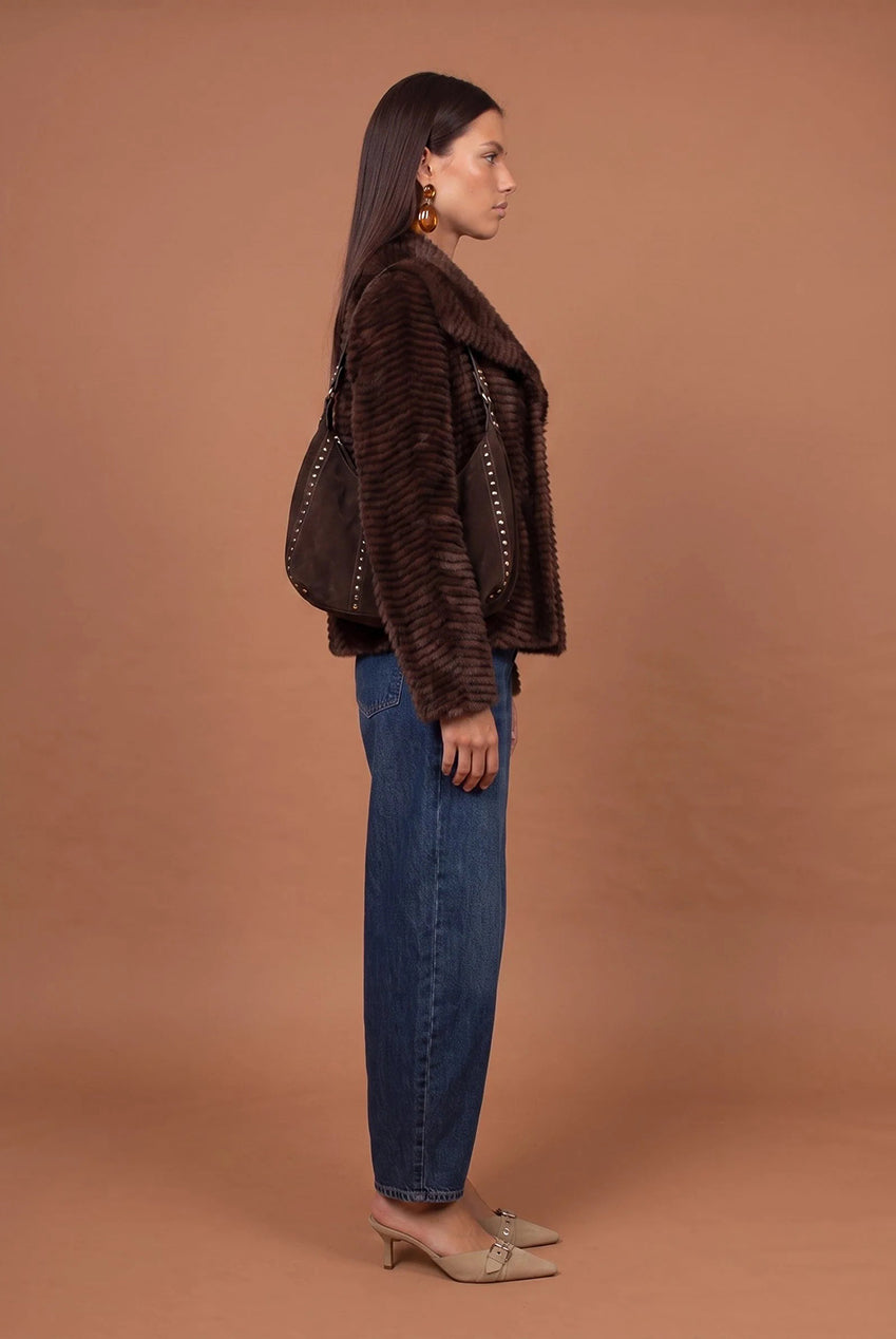 Faux Fur Stripe Jacket 40JKT38116