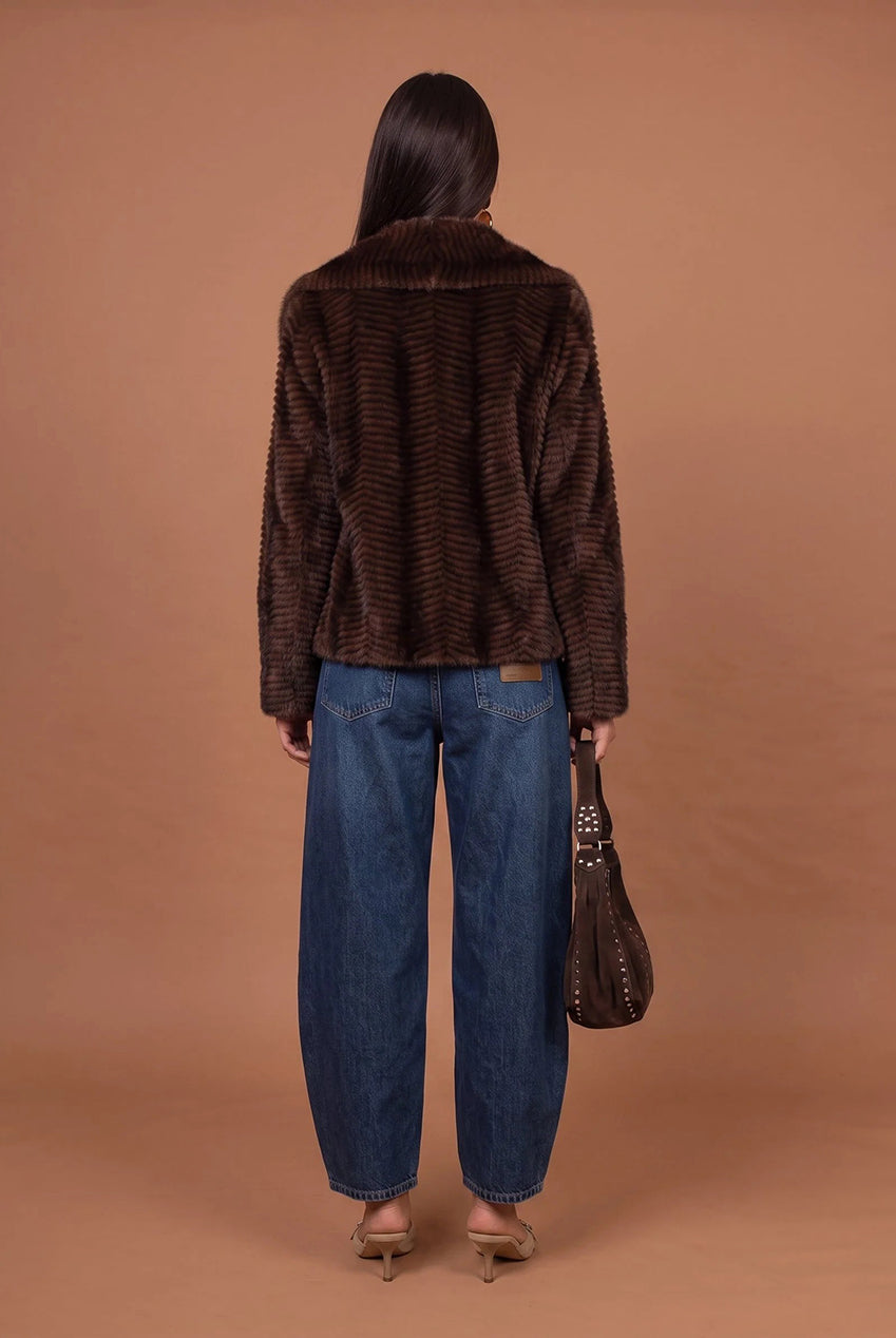 Faux Fur Stripe Jacket 40JKT38116