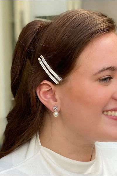 White - Small Diamante Hair Slides by QueenMee Accessories