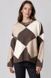 Brown Argyle Wool Blend Jumper by Aftershock London