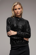 Sequin Velvet Jumper - Black by Goddiva