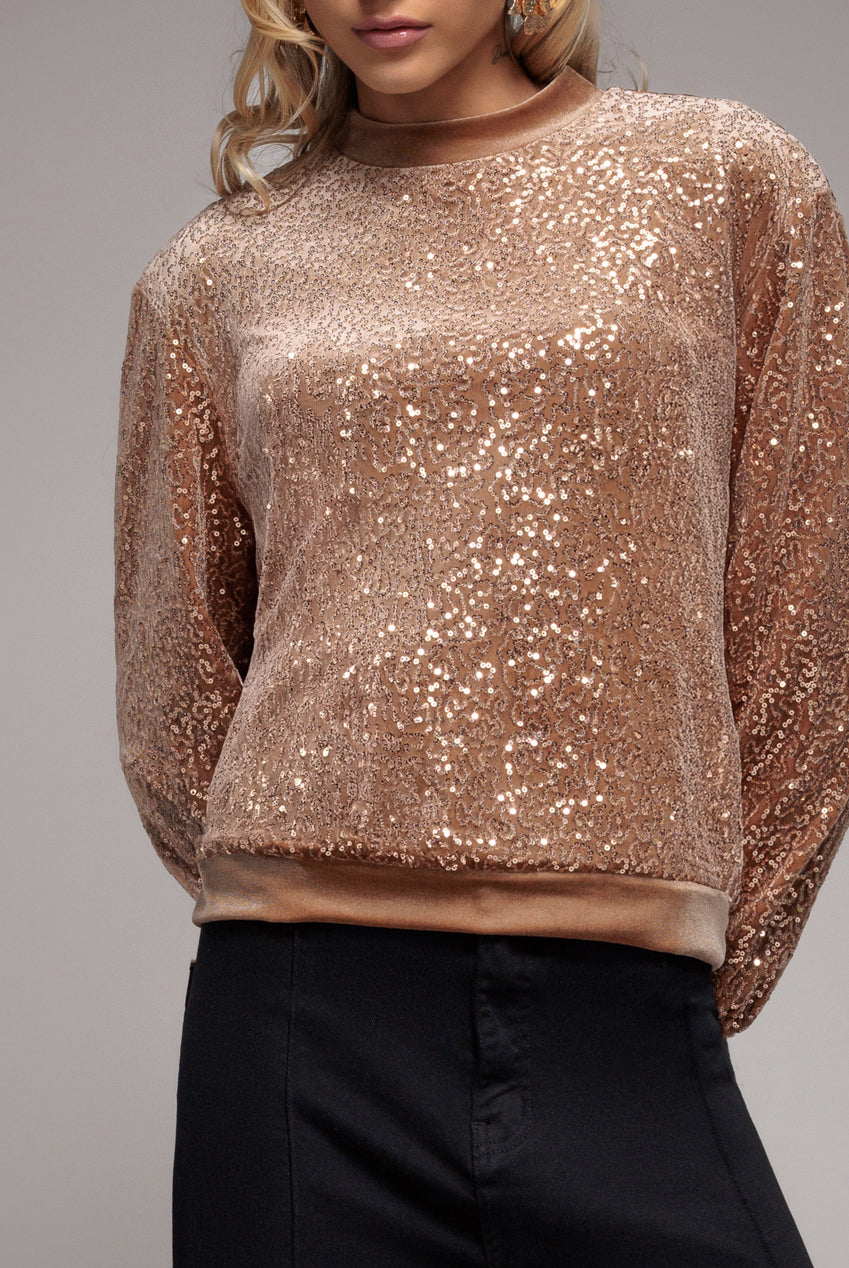 Sequin Velvet Jumper - Champagne T199
