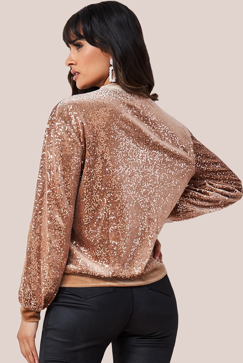 Sequin Velvet Jumper - Champagne T199