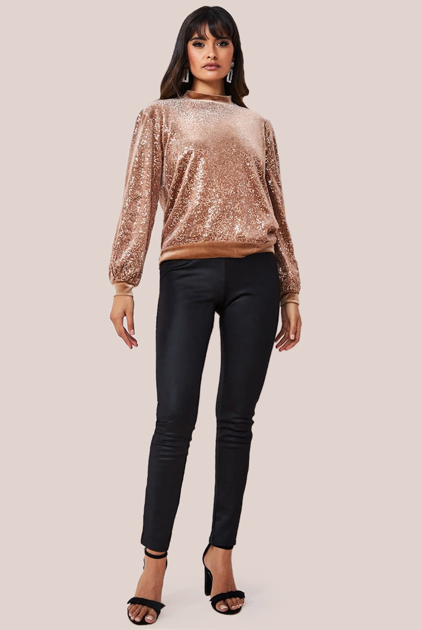 Sequin Velvet Jumper - Champagne T199