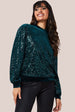 Goddiva Sequin Velvet Jumper - Emerald Green