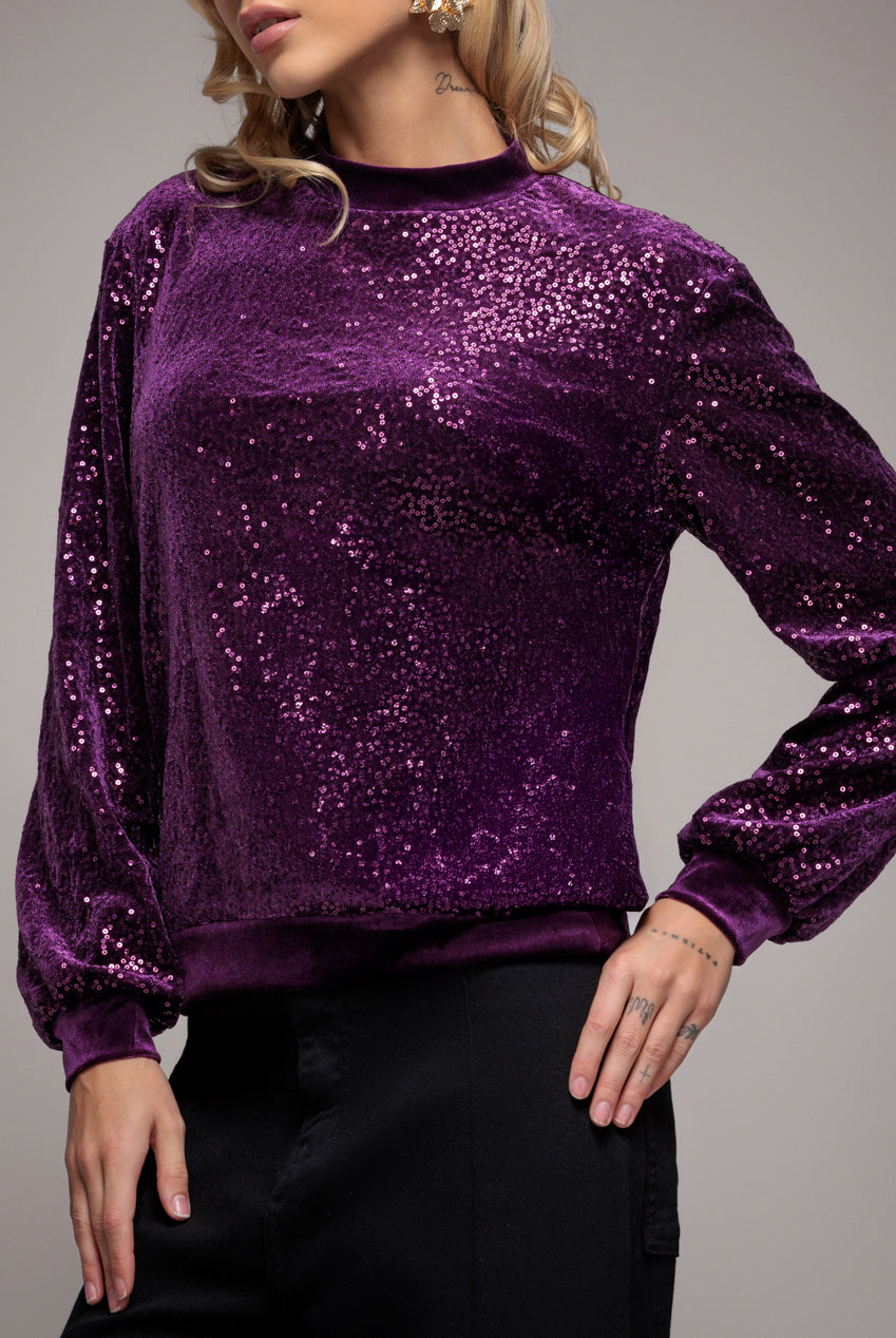 Sequin Velvet Jumper - Magenta T199