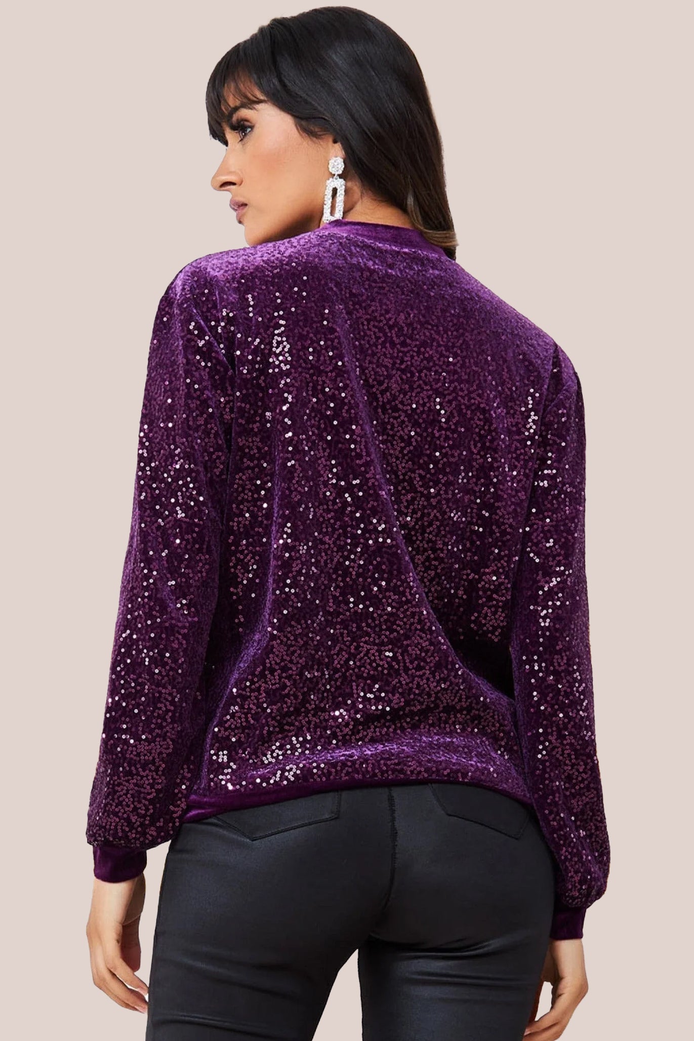 Sequin Velvet Jumper - Magenta T199