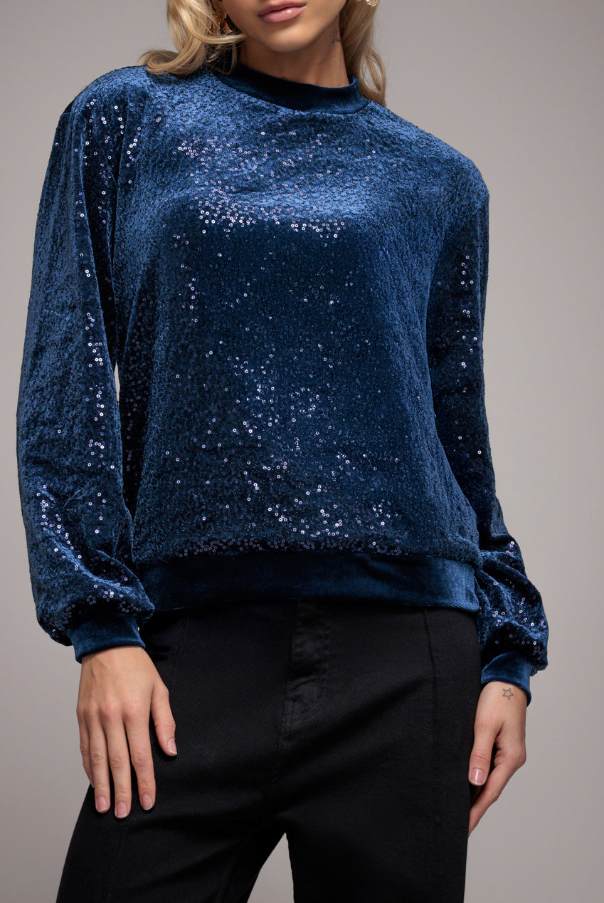 Sequin Velvet Jumper - Navy T199