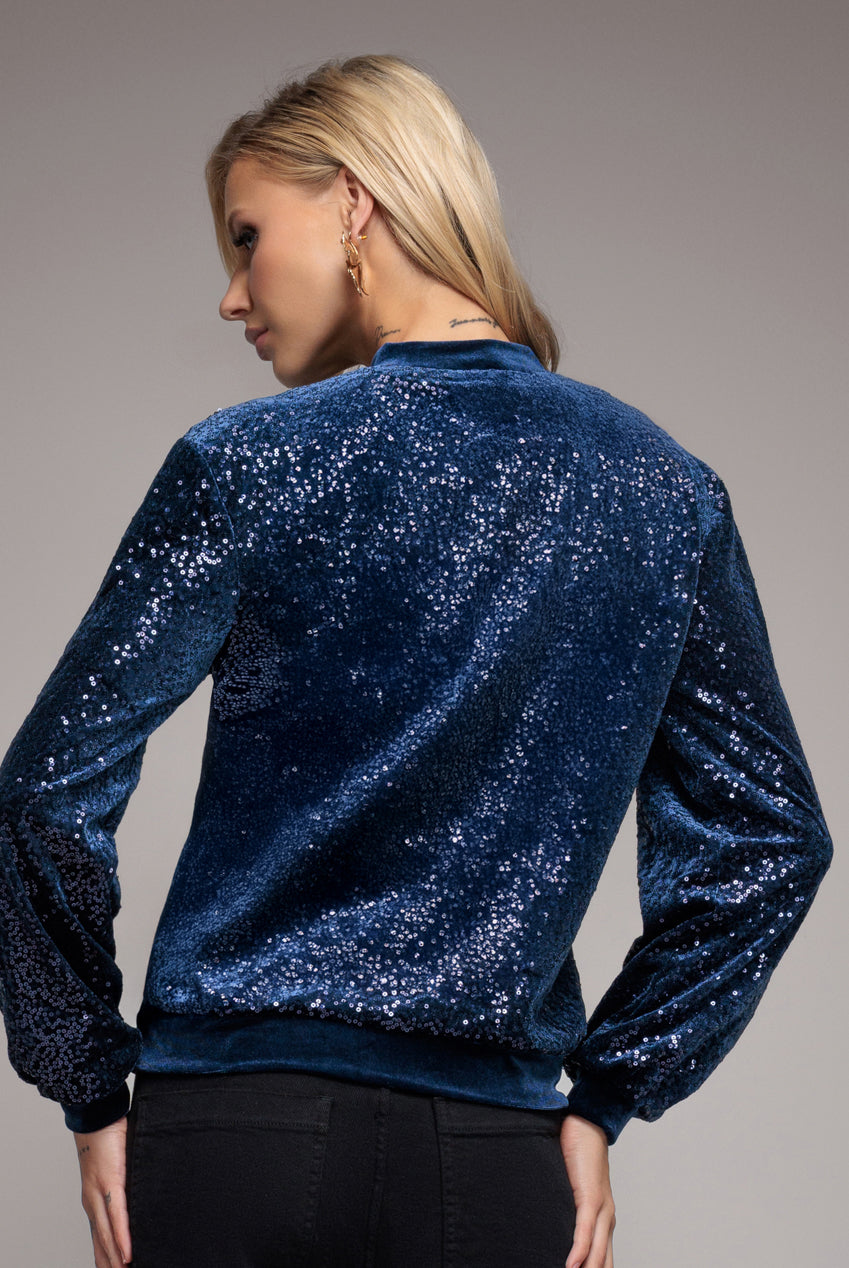 Sequin Velvet Jumper - Navy T199