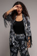 Foil Print Kimono With Tassels - Black by Goddiva