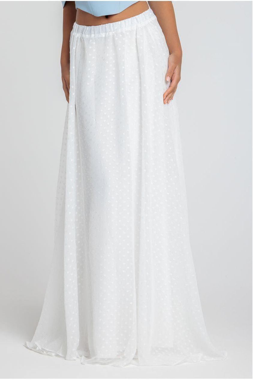 Polka Dobby Chiffon A-Line Maxi Skirt SK31