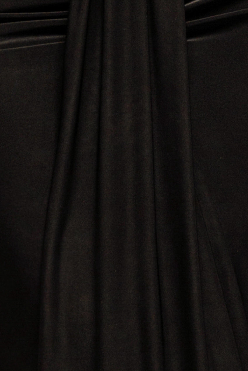 Gathered Front Dipped Waist Maxi Skirt - Black SK54