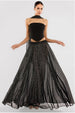 Gathered A-Line Glitter Chiffon Maxi Skirt by Goddiva