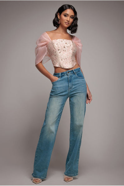 Blue - Straight Leg Denim Jeans - Blue by Goddiva denim