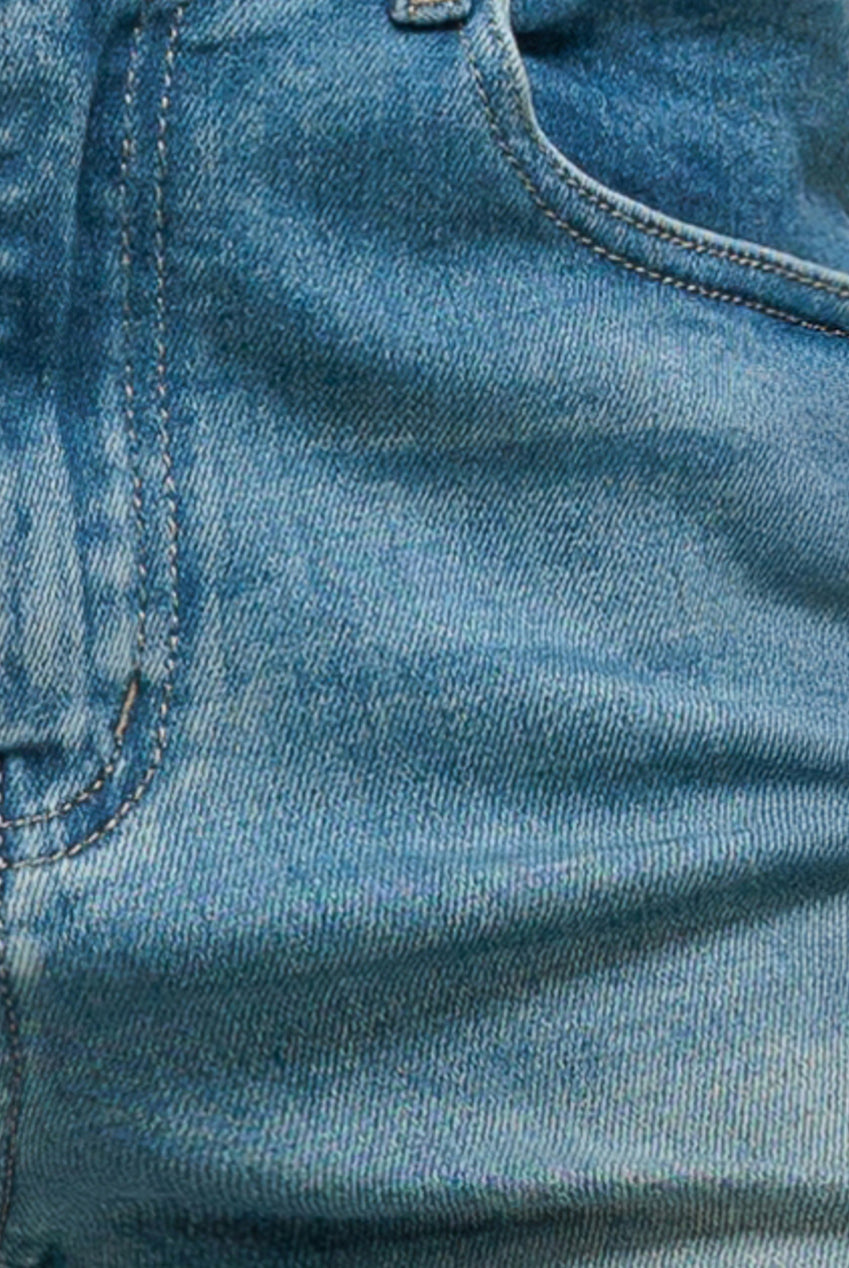 Straight Leg Denim Jeans - Blue TR394