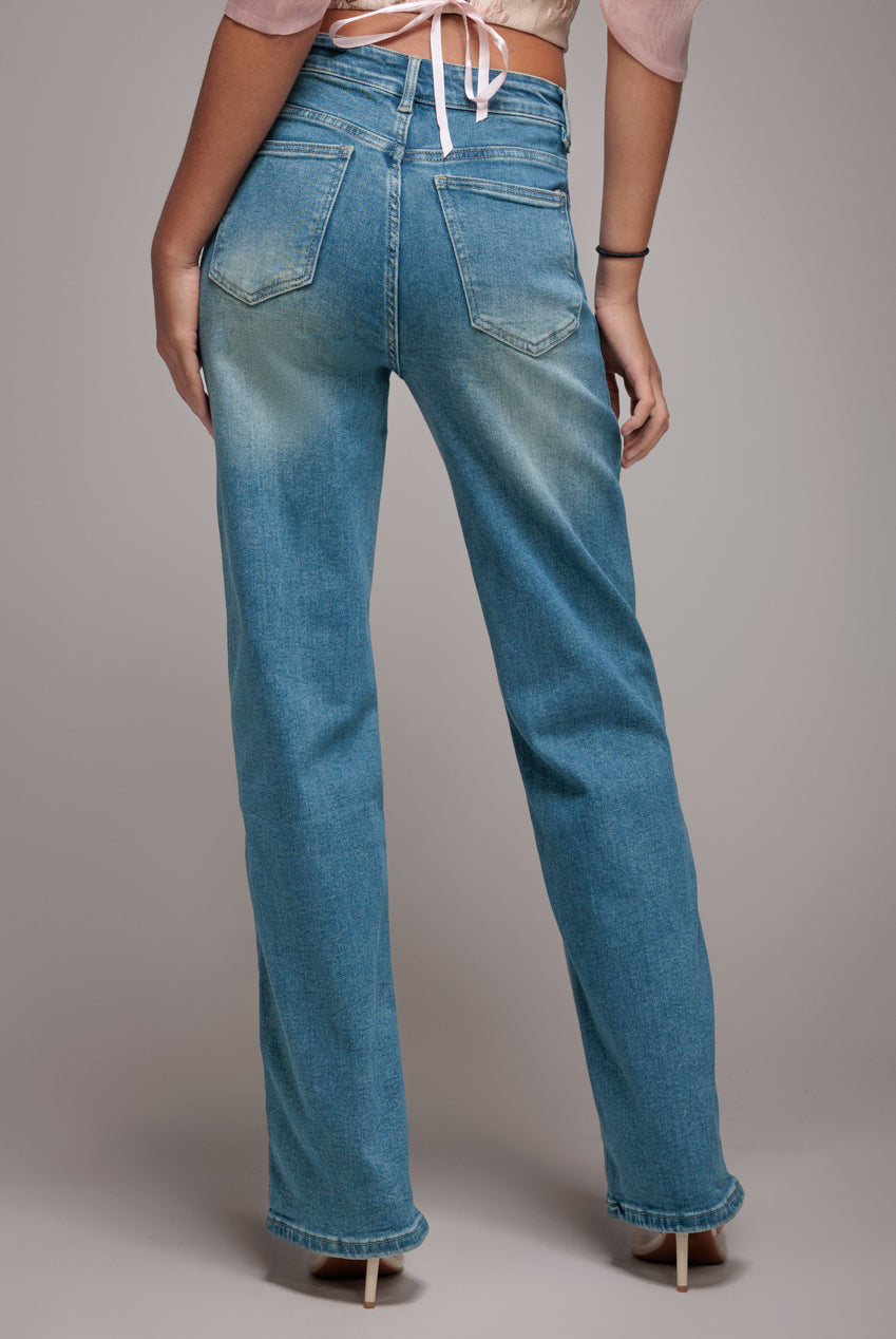 Straight Leg Denim Jeans - Blue TR394