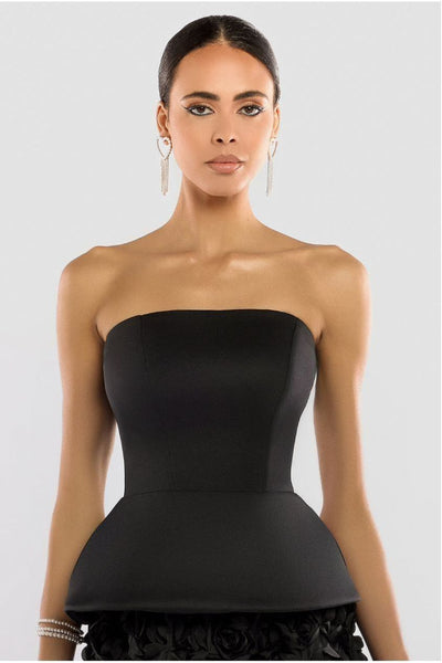 Black - Scuba Boobtube Peplum Hem Corset by Goddiva