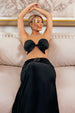 Nude Mesh Sleeveless Taffeta Bow Top - Black by Goddiva